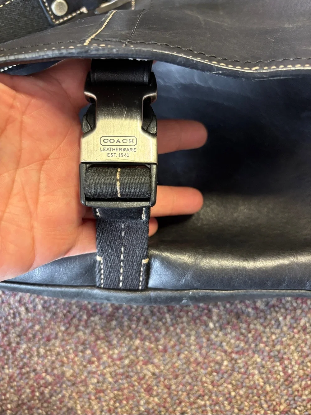Women’s Coach Black Leather Messenger Bag – Classic Crossbody Satchel - Picture 2 of 3